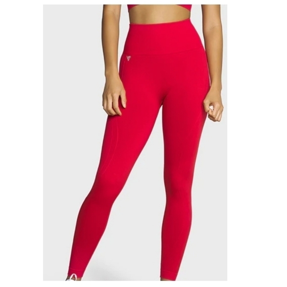 V Shred Seamless Flex Red Leggings Size Large - Picture 2 of 11